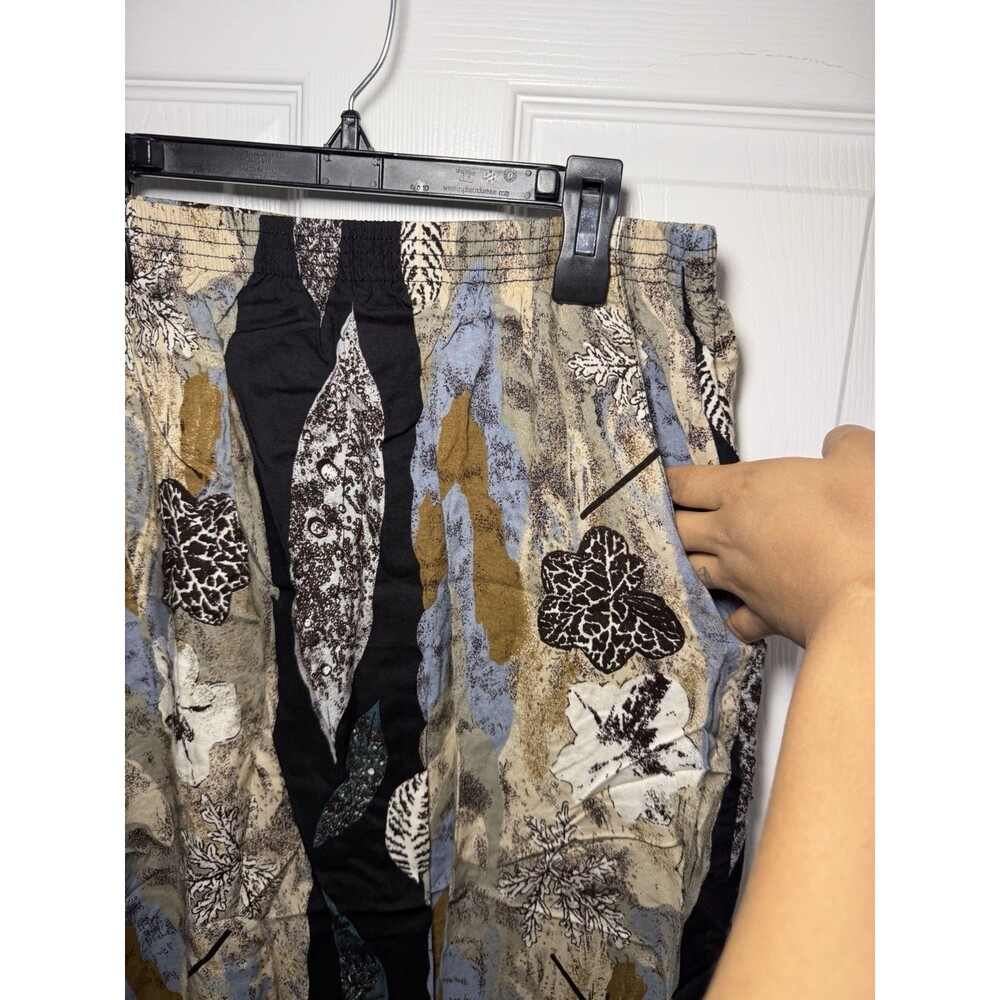 Vintage 90s Sag Harbor Boho Midi Skirt 100% Rayon Made in USA Flowy Earth Tone - Picture 4 of 9